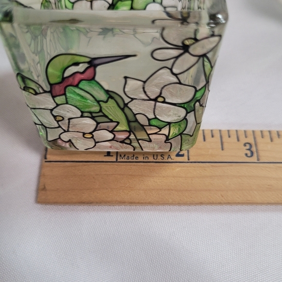 Joan Baker Designs Frosted Hand Painted Hummingbird Glass Votive Candle Holders - Picture 6 of 7